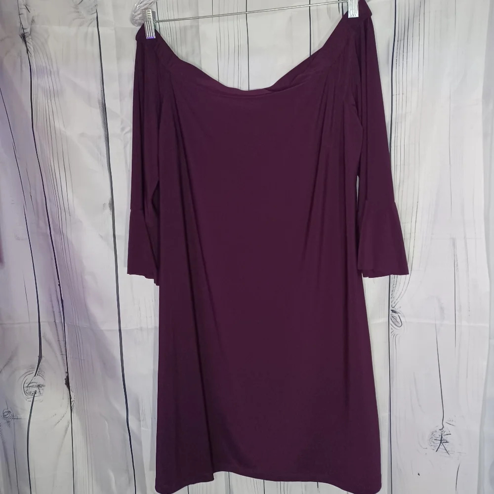 Chaps off the shoulder bell sleeve swing boho minimalist dress